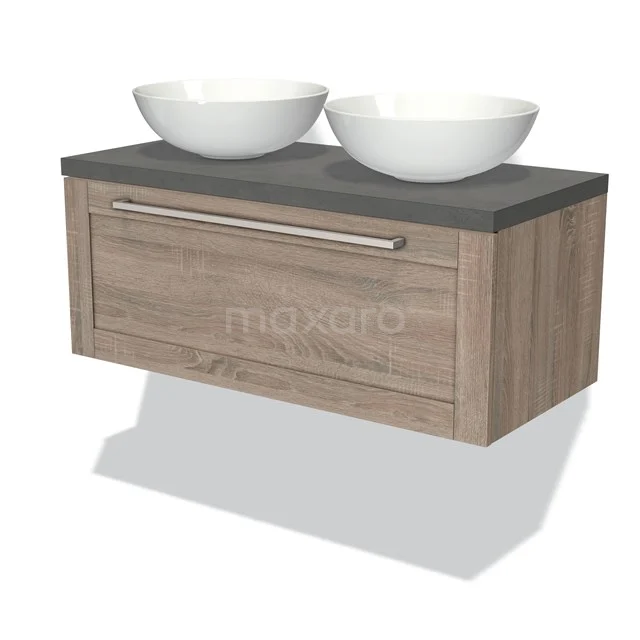 Modulo Plato Badkamermeubel voor waskom | 100 cm Eiken Kader front Donkergrijs beton blad 1 lade Modulo Plato Badkamermeubel Voor Waskom | 100 Cm Eiken Kader Front Donkergrijs Beton Blad 1 Lade -Modulo modulo plato badkamermeubel voor waskom 100 cm eiken kader front donkergrijs beton blad 1 lade bmk11 01142