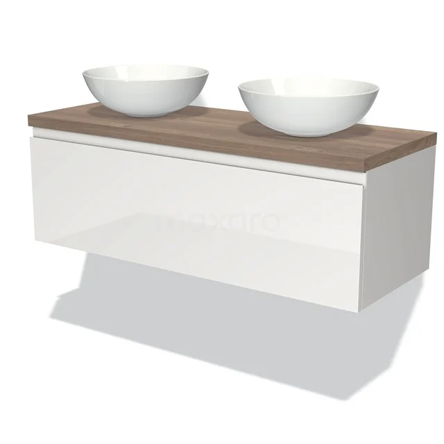 Modulo Plato Badkamermeubel voor waskom | 120 cm Hoogglans wit Greeploos front Middenbruin eiken blad 1 lade Modulo Plato Badkamermeubel Voor Waskom | 120 Cm Hoogglans Wit Greeploos Front Middenbruin Eiken Blad 1 Lade -Modulo modulo plato badkamermeubel voor waskom 120 cm hoogglans wit greeploos front middenbruin eiken blad 1 lade bmk11 00584