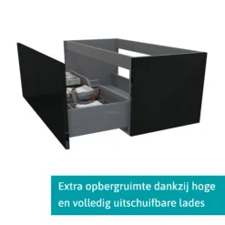 Modulo Plato Badkamermeubel Voor Waskom | 120 Cm Hoogglans Zwart Vlak Front Middengrijs Blad 1 Lade -Modulo modulo plato badkamermeubel voor waskom 120 cm hoogglans zwart vlak front middengrijs blad 1 lade bmk11 01029 1