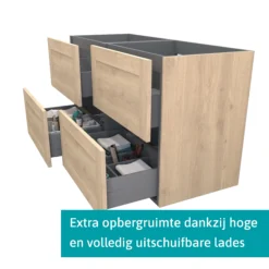 Modulo Plato Badkamermeubel Voor Waskom | 120 Cm Lichtbruin Eiken Kader Front Mat Zwart Blad 4 Lades -Modulo modulo plato badkamermeubel voor waskom 120 cm lichtbruin eiken kader front mat zwart blad 4 lades bmk18 00401 1