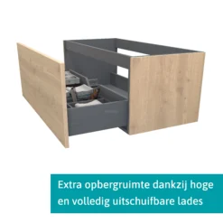 Modulo Plato Badkamermeubel Voor Waskom | 120 Cm Lichtbruin Eiken Vlak Front Donkergrijs Beton Blad 1 Lade -Modulo modulo plato badkamermeubel voor waskom 120 cm lichtbruin eiken vlak front donkergrijs beton blad 1 lade bmk11 01375 1