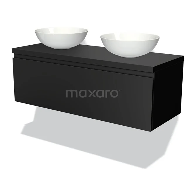 Modulo Plato Badkamermeubel voor waskom | 120 cm Mat zwart Greeploos front Mat zwart blad 1 lade Modulo Plato Badkamermeubel Voor Waskom | 120 Cm Mat Zwart Greeploos Front Mat Zwart Blad 1 Lade -Modulo modulo plato badkamermeubel voor waskom 120 cm mat zwart greeploos front mat zwart blad 1 lade bmk11 00056