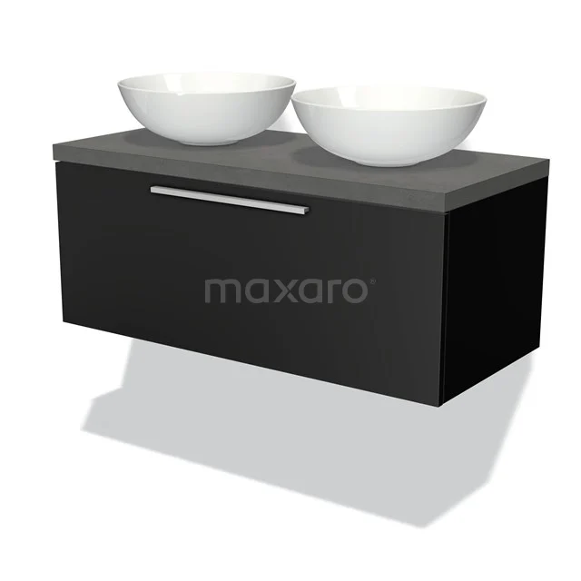 Modulo Plato Badkamermeubel voor waskom | 120 cm Mat zwart Vlak front Donkergrijs beton blad 1 lade Modulo Plato Badkamermeubel Voor Waskom | 120 Cm Mat Zwart Vlak Front Donkergrijs Beton Blad 1 Lade -Modulo modulo plato badkamermeubel voor waskom 120 cm mat zwart vlak front donkergrijs beton blad 1 lade bmk11 00282