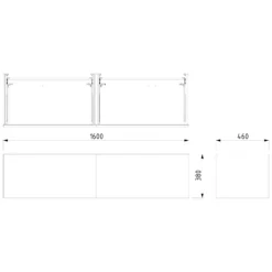 Modulo Plato Badkamermeubel Voor Waskom | 160 Cm Middenbruin Eiken Greeploos Front Lichtbruin Eiken Blad 2 Lades Naast Elkaar -Modulo modulo plato badkamermeubel voor waskom 160 cm middenbruin eiken greeploos front lichtbruin eiken blad 2 lades naast elkaar bmk12 01383 4