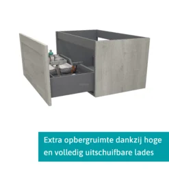 Modulo Plato Badkamermeubel Voor Waskom | 80 Cm Grijs Eiken Kader Front Mat Zwart Blad 1 Lade -Modulo modulo plato badkamermeubel voor waskom 80 cm grijs eiken kader front mat zwart blad 1 lade bmk11 01612 1