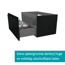 Modulo Plato Badkamermeubel Voor Waskom | 80 Cm Hoogglans Zwart Greeploos Front Hoogglans Wit Blad 1 Lade -Modulo modulo plato badkamermeubel voor waskom 80 cm hoogglans zwart greeploos front hoogglans wit blad 1 lade bmk11 00956 1