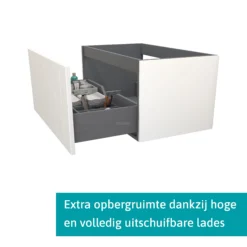 Modulo Plato Badkamermeubel Voor Waskom | 80 Cm Mat Wit Lamel Front Hoogglans Wit Blad 1 Lade -Modulo modulo plato badkamermeubel voor waskom 80 cm mat wit lamel front hoogglans wit blad 1 lade bmk11 00643 1