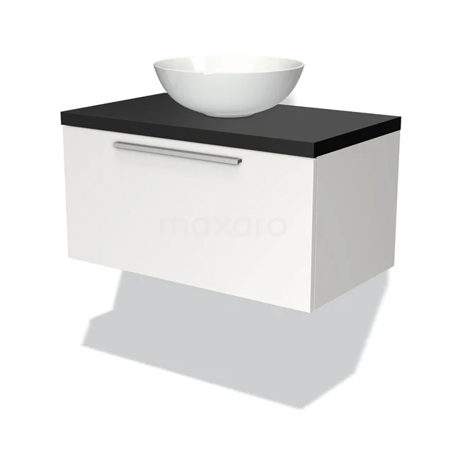 Modulo Plato Badkamermeubel voor waskom | 80 cm Mat wit Vlak front Mat zwart blad 1 lade Modulo Plato Badkamermeubel Voor Waskom | 80 Cm Mat Wit Vlak Front Mat Zwart Blad 1 Lade -Modulo modulo plato badkamermeubel voor waskom 80 cm mat wit vlak front mat zwart blad 1 lade bmk11 00636