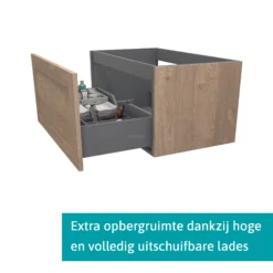 Modulo Plato Badkamermeubel Voor Waskom | 80 Cm Middenbruin Eiken Kader Front Mat Wit Blad 1 Lade -Modulo modulo plato badkamermeubel voor waskom 80 cm middenbruin eiken kader front mat wit blad 1 lade bmk11 01410 1