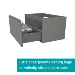 Modulo -Modulo modulo plato badkamermeubel voor waskom 80 cm middengrijs greeploos front donkergrijs blad 1 lade bmk11 00335 1