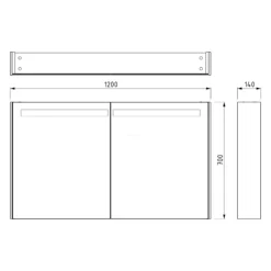 Spiegelkast Met Verlichting Modulo 120x70cm Hoogglans Zwart -Modulo spiegelkast met verlichting modulo 120x70cm hoogglans zwart k99 1200 59008 11 4