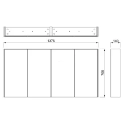 Spiegelkast Met Verlichting Modulo 140x70cm Middengrijs -Modulo spiegelkast met verlichting modulo 140x70cm middengrijs k99 1400 59009 03 4