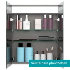 Spiegelkast Met Verlichting Modulo 60x70cm Middengrijs -Modulo spiegelkast met verlichting modulo 60x70cm middengrijs k99 0600 59008 03 2