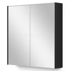 Spiegelkast Met Verlichting Modulo 70x70cm Hoogglans Zwart