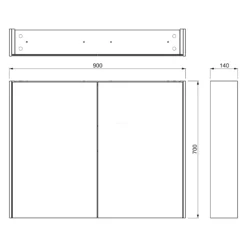 Spiegelkast Met Verlichting Modulo 70x70cm Lichtgrijs Eiken -Modulo spiegelkast met verlichting modulo 70x70cm lichtgrijs eiken k99 0700 59009 33 4