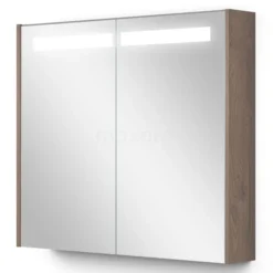 Spiegelkast Met Verlichting Modulo 80x70cm Middenbruin Eiken