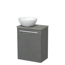 Toiletmeubel Met Waskom Keramiek Modulo Donkergrijs Beton Vlak 41 Cm Grijs Eiken Blad