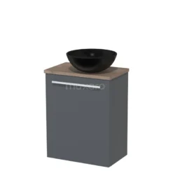 Toiletmeubel Met Waskom Keramiek Modulo Donkergrijs Vlak 41 Cm Middenbruin Eiken Blad -Modulo toiletmeubel met waskom keramiek modulo donkergrijs vlak 41 cm middenbruin eiken blad tmk10 03193 1