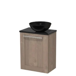 Toiletmeubel Met Waskom Keramiek Modulo Middenbruin Eiken Kader 41 Cm Hoogglans Zwart Blad -Modulo toiletmeubel met waskom keramiek modulo middenbruin eiken kader 41 cm hoogglans zwart blad tmk10 03354 1