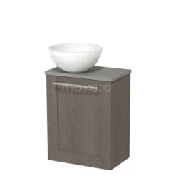 Toiletmeubel Met Waskom Mineraalmarmer Modulo Donkerbruin Eiken Kader 41 Cm Grijs Eiken Blad