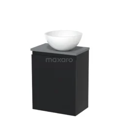 Modulo -Modulo toiletmeubel met waskom mineraalmarmer modulo mat zwart greeploos 41 cm middengrijs blad tmk10 00265 1