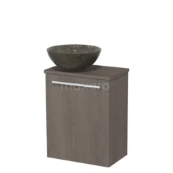 Toiletmeubel Met Waskom Natuursteen Modulo Donkerbruin Eiken 41 Cm