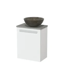 Toiletmeubel Met Waskom Natuursteen Modulo Mat Wit Vlak 41 Cm Grijs Eiken Blad -Modulo toiletmeubel met waskom natuursteen modulo mat wit vlak 41 cm grijs eiken blad tmk10 01234 1