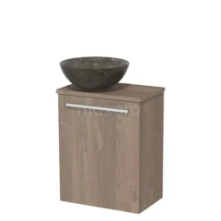 Toiletmeubel Met Waskom Natuursteen Modulo Middenbruin Eiken 41 Cm