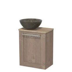 Toiletmeubel Met Waskom Natuursteen Modulo Middenbruin Eiken Kader 41 Cm Lichtbruin Eiken Blad