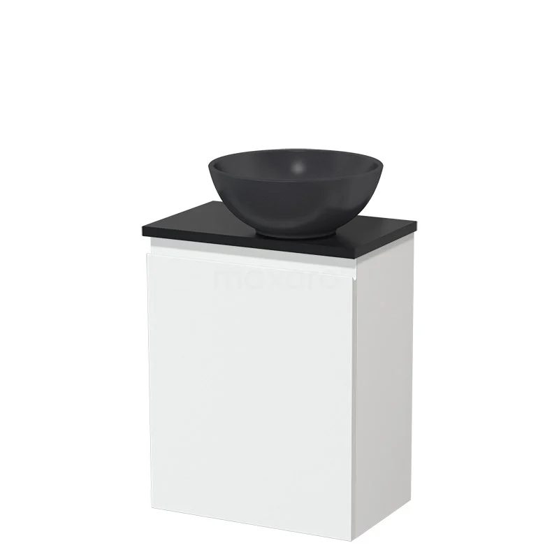 Toiletmeubel met Waskom Quartz Modulo Mat Wit Greeploos 41 cm Mat Zwart Blad Toiletmeubel Met Waskom Quartz Modulo Mat Wit Greeploos 41 Cm Mat Zwart Blad -Modulo toiletmeubel met waskom quartz modulo mat wit greeploos 41 cm mat zwart blad tmk10 04705 1