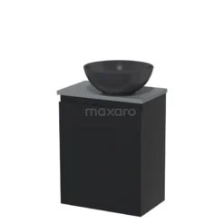 Modulo -Modulo toiletmeubel met waskom quartz modulo mat zwart greeploos 41 cm middengrijs blad tmk10 00267 1