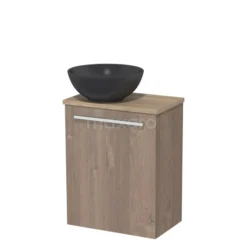 Toiletmeubel Met Waskom Quartz Modulo Middenbruin Eiken Vlak 41 Cm Lichtbruin Eiken Blad