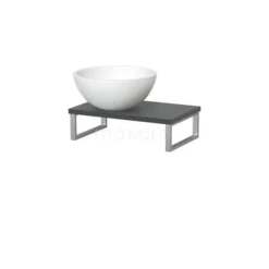 Toiletmeubel Met Waskom Solid Surface Mat Modulo Donkergrijs 41 Cm Wandbeugels RVS