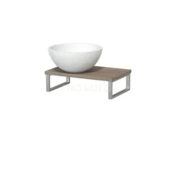 Toiletmeubel Met Waskom Solid Surface Mat Modulo Eiken 41 Cm Wandbeugels RVS