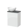 Toiletmeubel Met Waskom Solid Surface Modulo Hoogglans Wit Greeploos 41 Cm Donkergrijs Blad -Modulo toiletmeubel met waskom solid surface modulo hoogglans wit greeploos 41 cm donkergrijs blad tmk10 00846