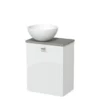 Toiletmeubel Met Waskom Solid Surface Modulo Hoogglans Wit Lamel 41 Cm Grijs Eiken Blad -Modulo toiletmeubel met waskom solid surface modulo hoogglans wit lamel 41 cm grijs eiken blad tmk10 00981
