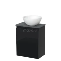 Toiletmeubel Met Waskom Solid Surface Modulo Hoogglans Zwart Greeploos 41 Cm Donkergrijs Blad -Modulo toiletmeubel met waskom solid surface modulo hoogglans zwart greeploos 41 cm donkergrijs blad tmk10 01646 1