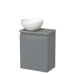 Toiletmeubel Met Waskom Solid Surface Modulo Middengrijs Greeploos 41 Cm Grijs Eiken Blad